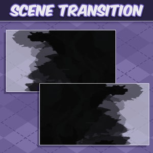 Twitch Transition Clouds Watercolor Brush Stroke Dark Stream Stinger Transition Black Overlay Scene Transition