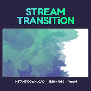 Stream Stinger Transition: Mint Green Watercolor Clouds (Digital Download)