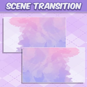 Twitch Transition Clouds Watercolor Brush Stroke Cute Stream Stinger Transition Pastel Pink Kawaii Overlay Scene Transition