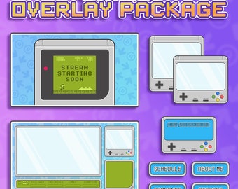 Animated Gameboy Stream Overlay Package: Retro Gaming Kawaii Design