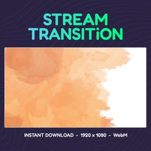 Stream Stinger Transition: Autumn Peach Watercolor Clouds (Digital Download)