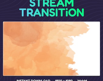 Stream Stinger Transition: Autumn Peach Watercolor Clouds (Digital Download)