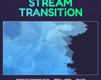 Stream Stinger Transition: Blue Watercolor Clouds (Digital Download)