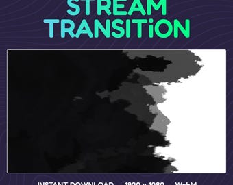 Stream Stinger Transition: Dark Black Watercolor Clouds (Digital Download)
