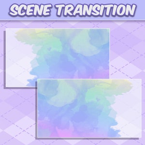 Twitch Transition Clouds Watercolor Brush Stroke Cute Stream Stinger Transition Pastel Kawaii Overlay Scene Transitions