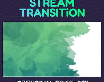 Stream Stinger Transition: Green Watercolor Clouds (Digital Download)