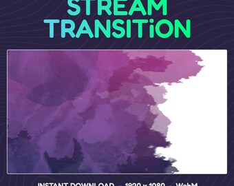 Stream Stinger Transition: Cosmic Purple Watercolor Clouds (Digital Download)