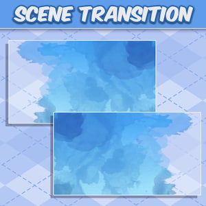 Twitch Transition Clouds Watercolor Brush Stroke Cute Stream Stinger Transition Baby Blue Kawaii Overlay Scene Transition