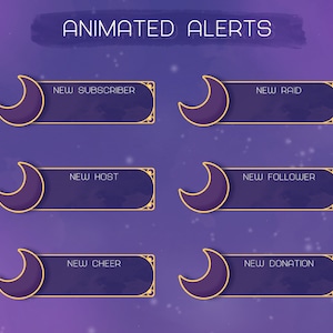 Animierte TwitchAlerts: Lila Mond Sternbild Overlay (Digitaler Download)