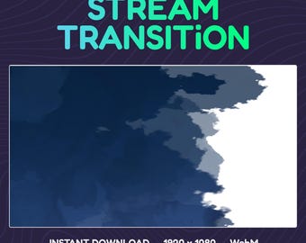 Stream Stinger Transition: Deep Blue Watercolor Clouds (Digital Download)