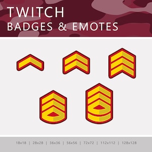 Grades militaires Badges Twitch : badges Sub, Bit, Cheer