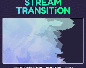 Stream Stinger Transition: Pastel Blue Watercolor Clouds (Digital Download)