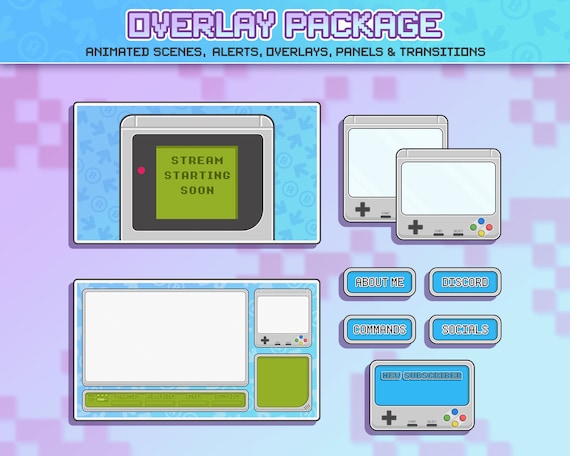 Animated Gameboy Advance Twitch Overlay Starter Pack (Instant Download) 