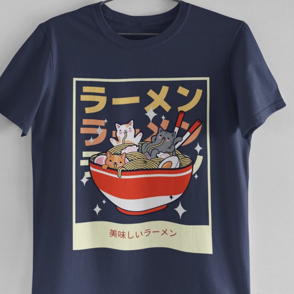 Cat Ramen Shirt, Cute Ramen Cats T Shirts For Women, Kittens Dad Tee, Gift Cat Shirts For Men, Delicious Japanese Ramen Noodles