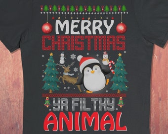 Merry Christmas Ya Filthy Animal, Funny Xmas Shirt Gift For Women Ugly Sweater Design For Men