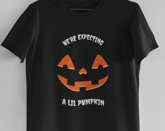 Funny We're Expecting a Little Pumpkin Shirt Baby Announcement T-Shirt Pregnant Mom Novelty Tee