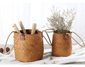 Nordic Vintage Hand Woven Round Flower Pot For Home Decoration