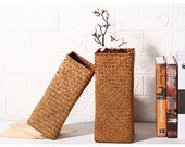 Nordic Vintage Hand Woven Square Flower Vase For Dried Flower