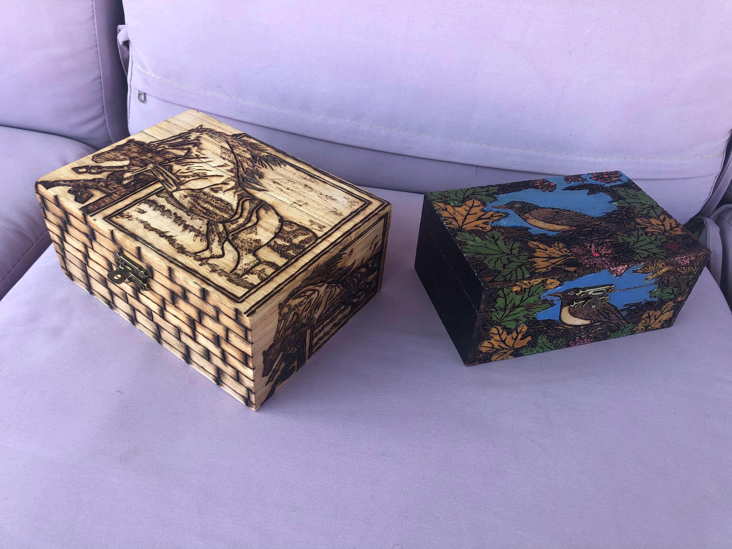 Pyrography wood burning Jewelry box Etsy
