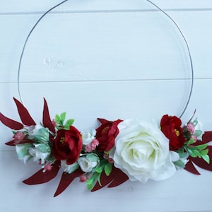 Bridesmaid bouquet hoop bouquet fall bouquet red bouquet flower girl hoop silk bouquet small bouquet eucalyptus bouquet white bouquet set