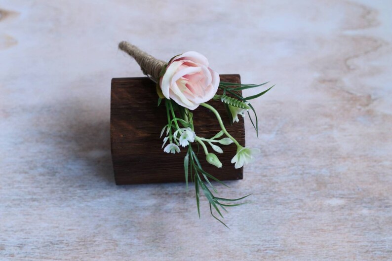 Pink boutonniere baby breath boutonniere rose boutonniere flower boutonniere blush boutonniere buttonhole flower white rose boutonniere