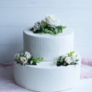 Ivory cake topper flowers boho cake topper floral cake topper wedding cake flower greenery cake topper anniversary topper rustic cake topper