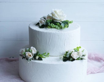Ivory cake topper flowers boho cake topper floral cake topper wedding cake flower greenery cake topper anniversary topper rustic cake topper