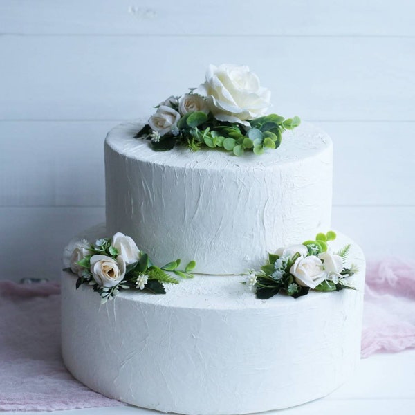 Gâteau ivoire topper fleurs boho cake topper gâteau floral topper gâteau de mariage fleur de verdure gâteau topper anniversaire topper gâteau rustique topper