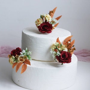 Cake topper flowers burnt orange wedding boho cake topper wedding cake flower wedding cake flowers anniversary topper flower cake topper
