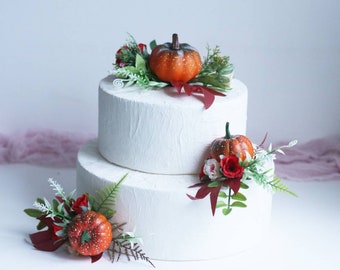 Pumpkin cake topper pumpkin baby shower little pumpkin fall wedding cake topper fall cake topper rustic cake topper flower cake topper