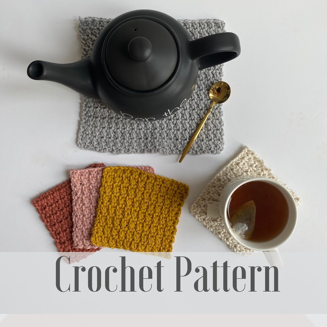 CROCHET PATTERN Farmhouse Tea Set Crochet Coasters Set Etsy