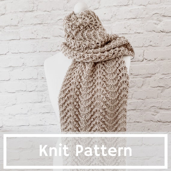 Knit Pattern the Fan & Waves Scarf | Etsy
