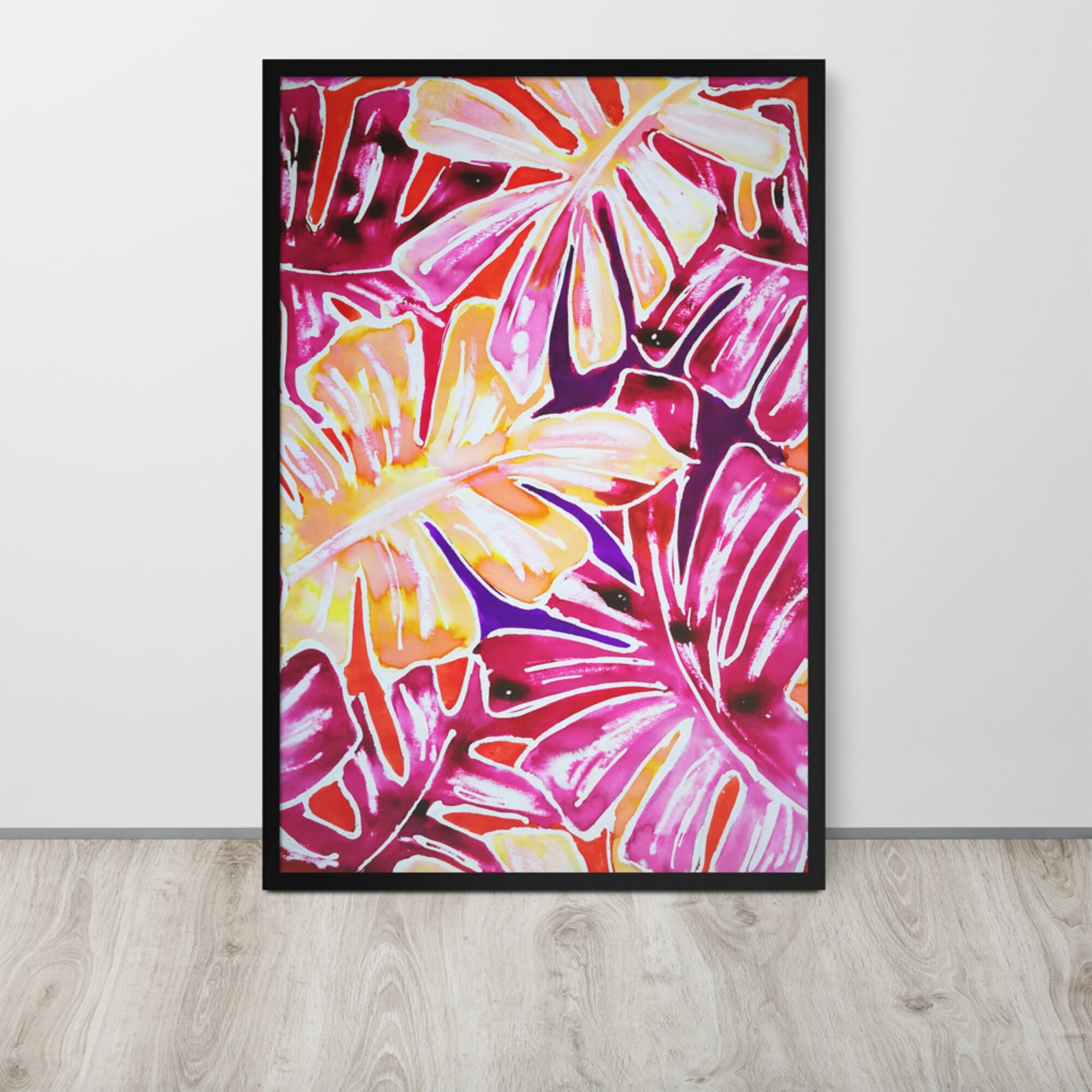 Aquarelle Peinture Originale Tropical Monstera Feuillage Végétal, Peinture Pièce Unique