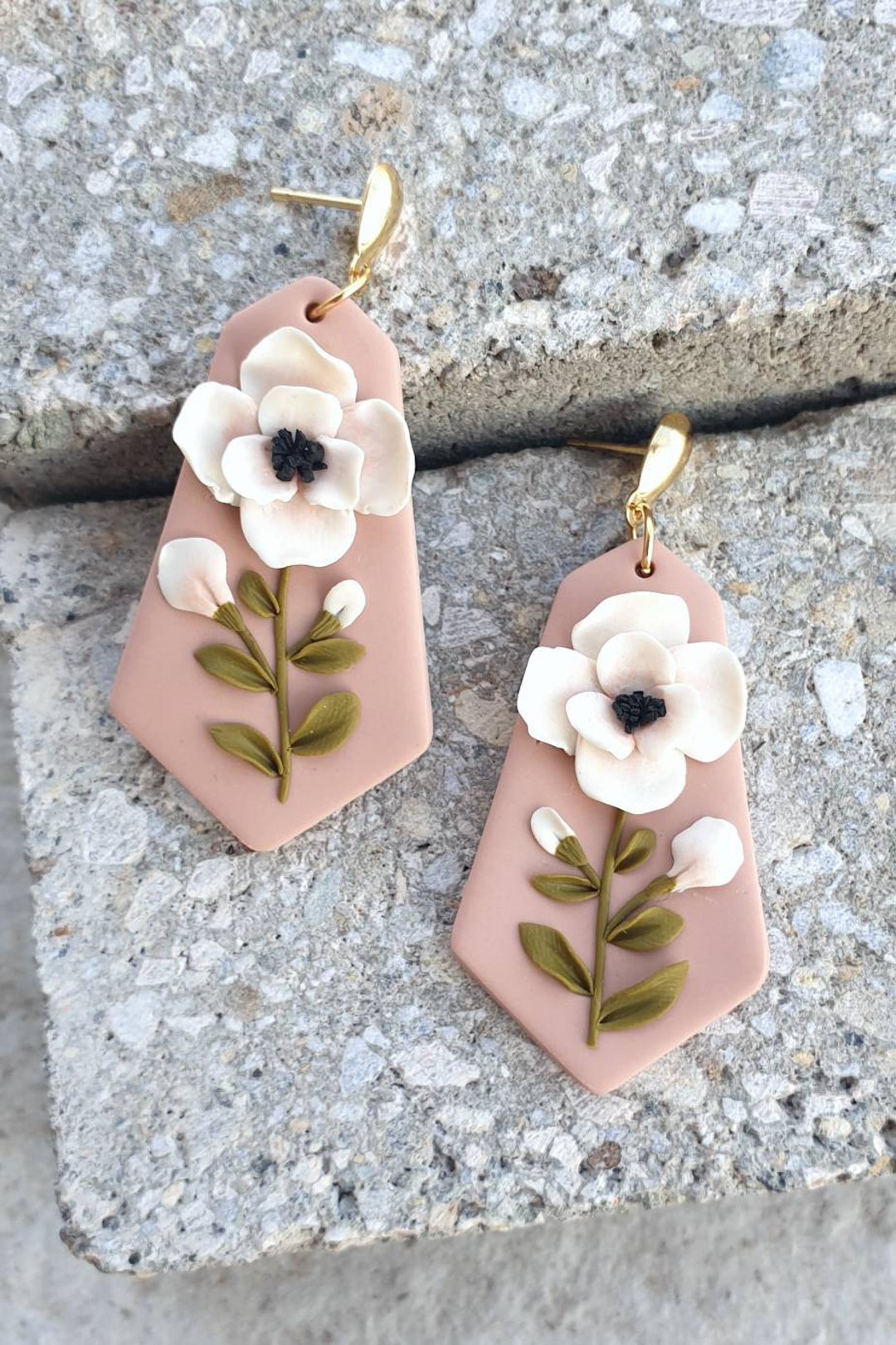 Flower Polymer Clay Earrings Etsy