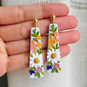 Bow Polymer Clay Earrings - Bow Earrings - Floral Bow
