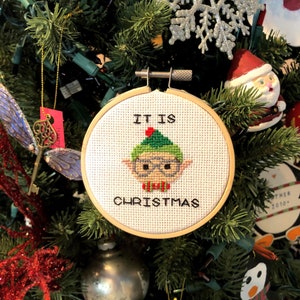 Cross Stitch Pattern Elf Dwight Ornament image 2