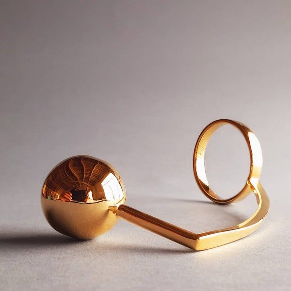 Gold Plated Silver Cockring With Prostate Stimulator