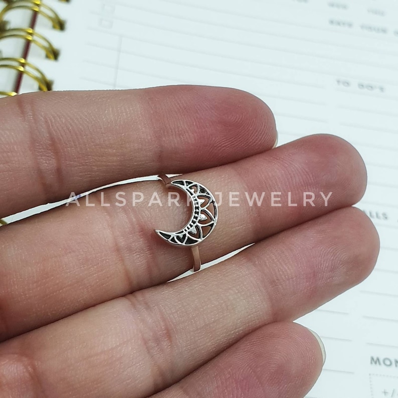 Sterling Silver Crescent moon ring Beautiful dainty ring