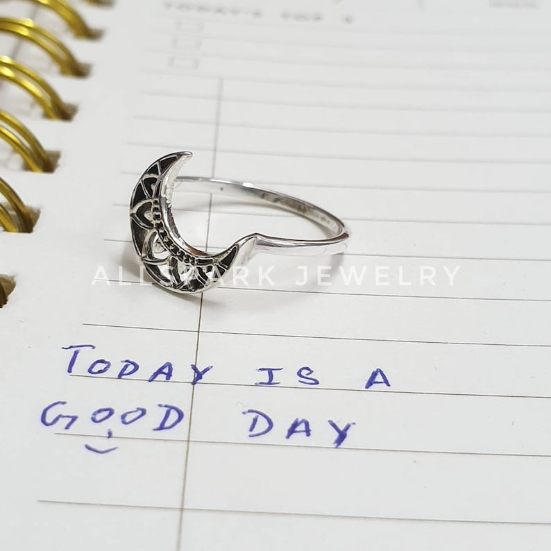 Sterling Silver Crescent moon ring Beautiful dainty ring