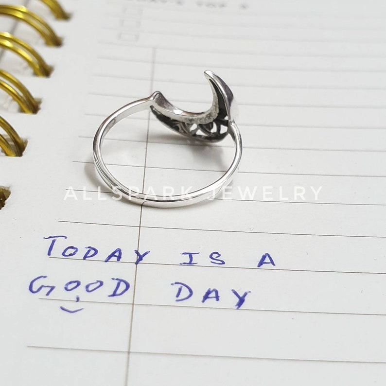 Sterling Silver Crescent moon ring Beautiful dainty ring