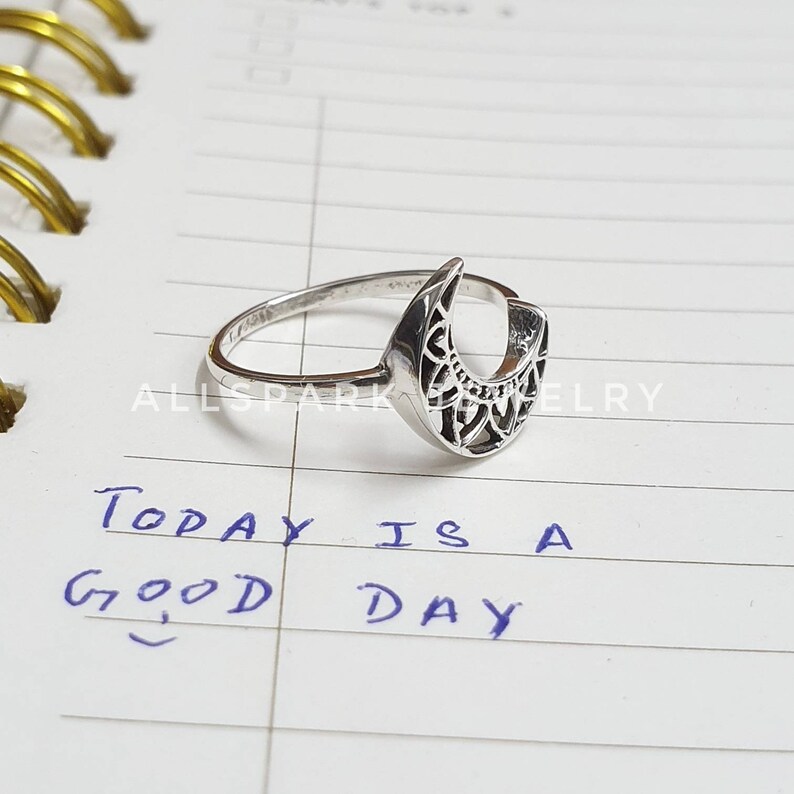 Sterling Silver Crescent moon ring Beautiful dainty ring