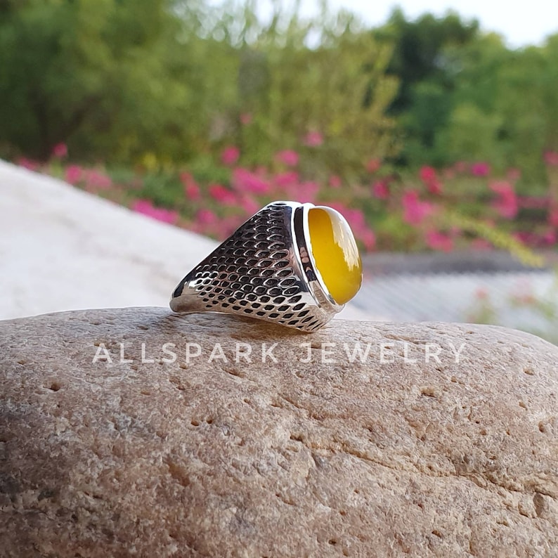 Excellent Quality gem statement ring Mango Chalcedony Ring Sterling Silver