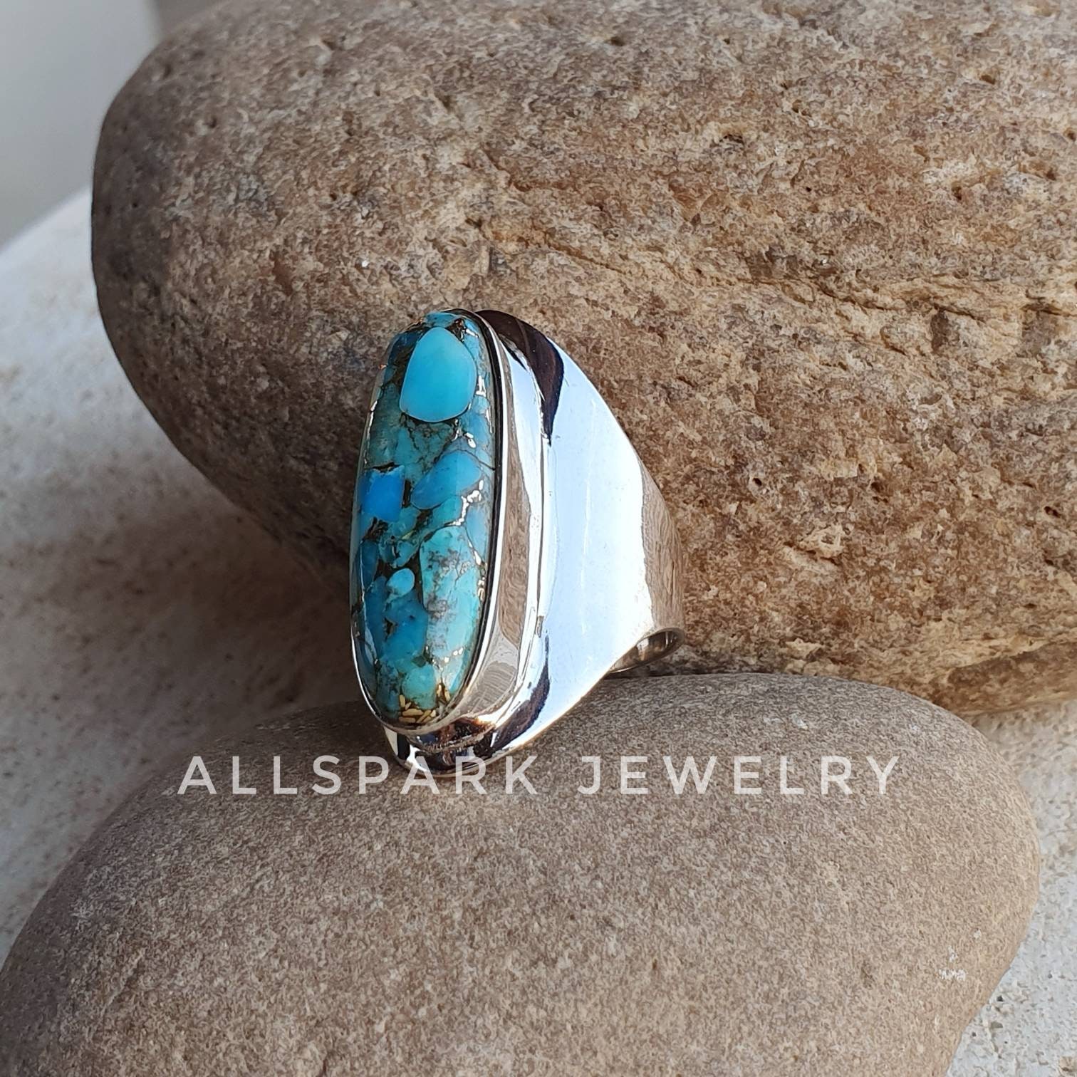 Natural Mohave Turquoise Ring Sterling Silver Excellent | Etsy