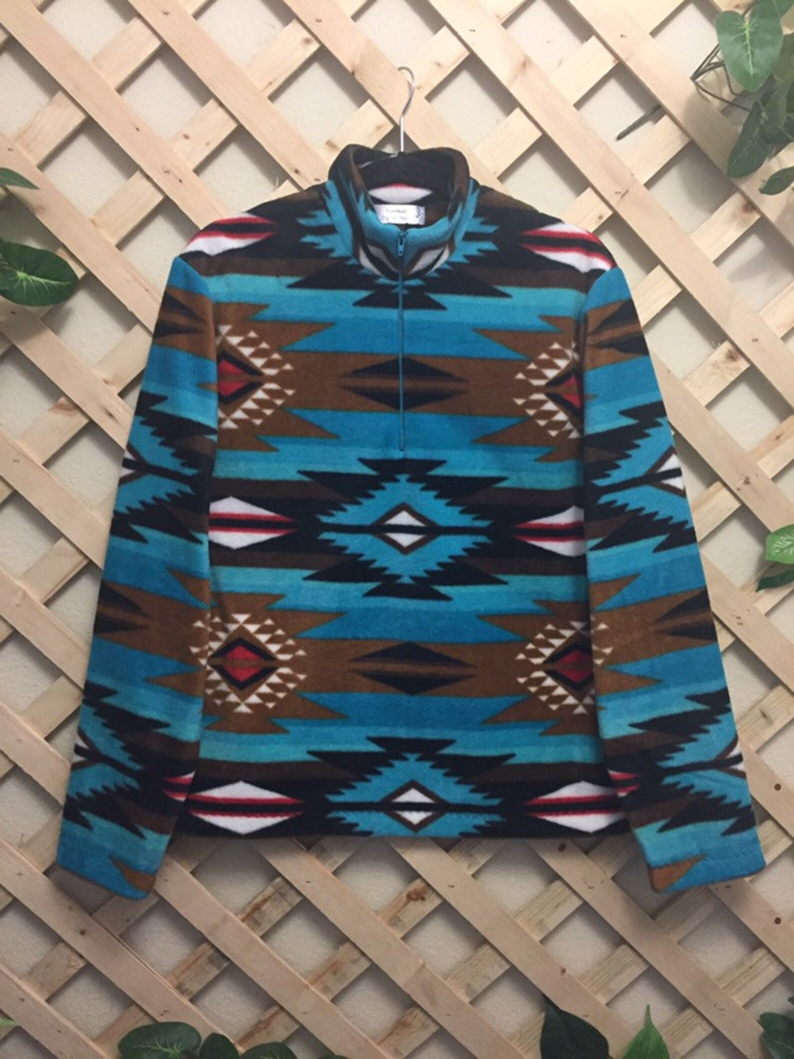 Aztec Fleece Pullover Unisex Small RTeal Etsy