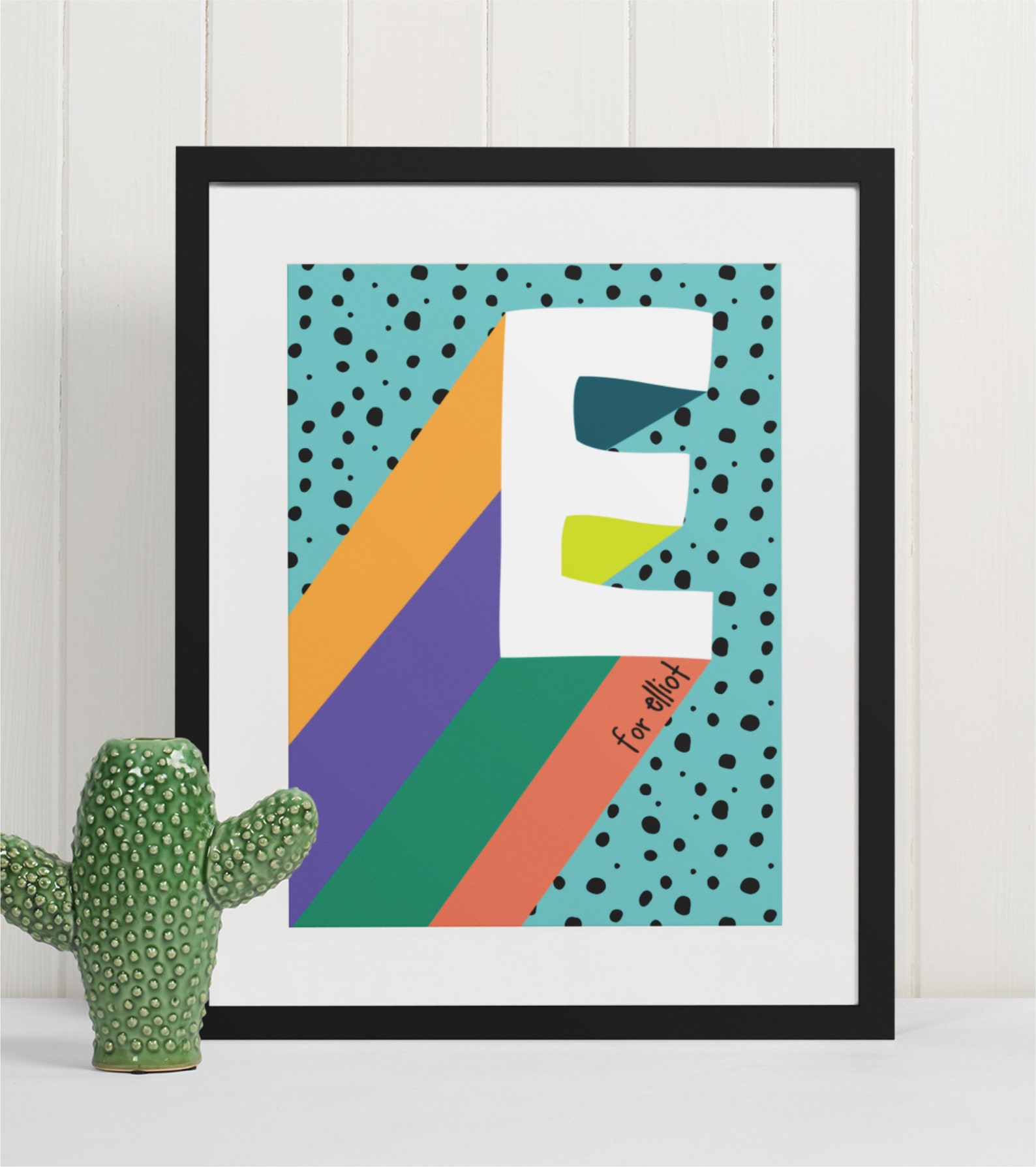 Kids Initial Personalised Wall Print/kids Letter Print/child's Bedroom, Playroom or Nursery