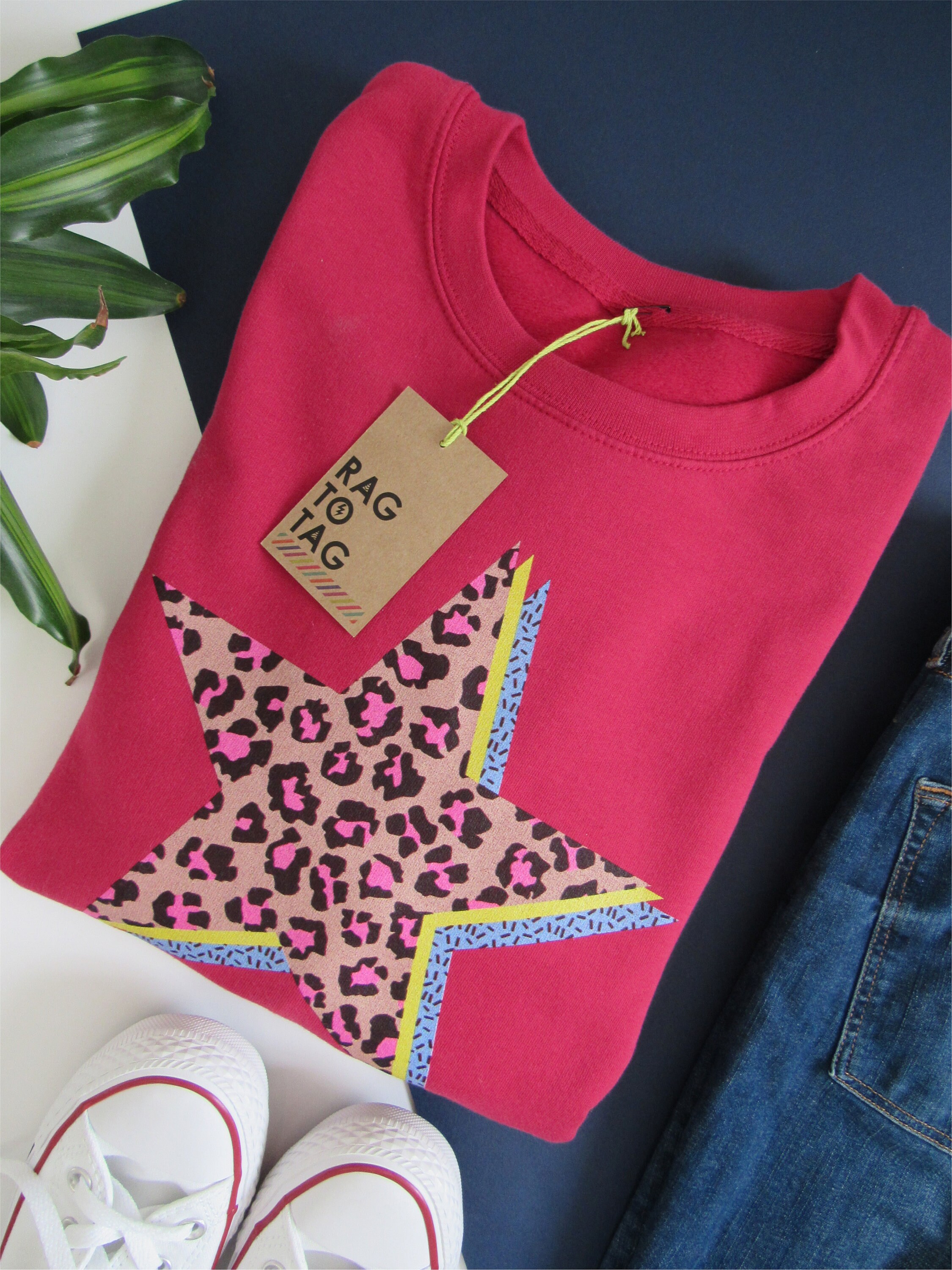 Womens Animal Print Star Sweatshirt/custom Made Ladies Star Etsy