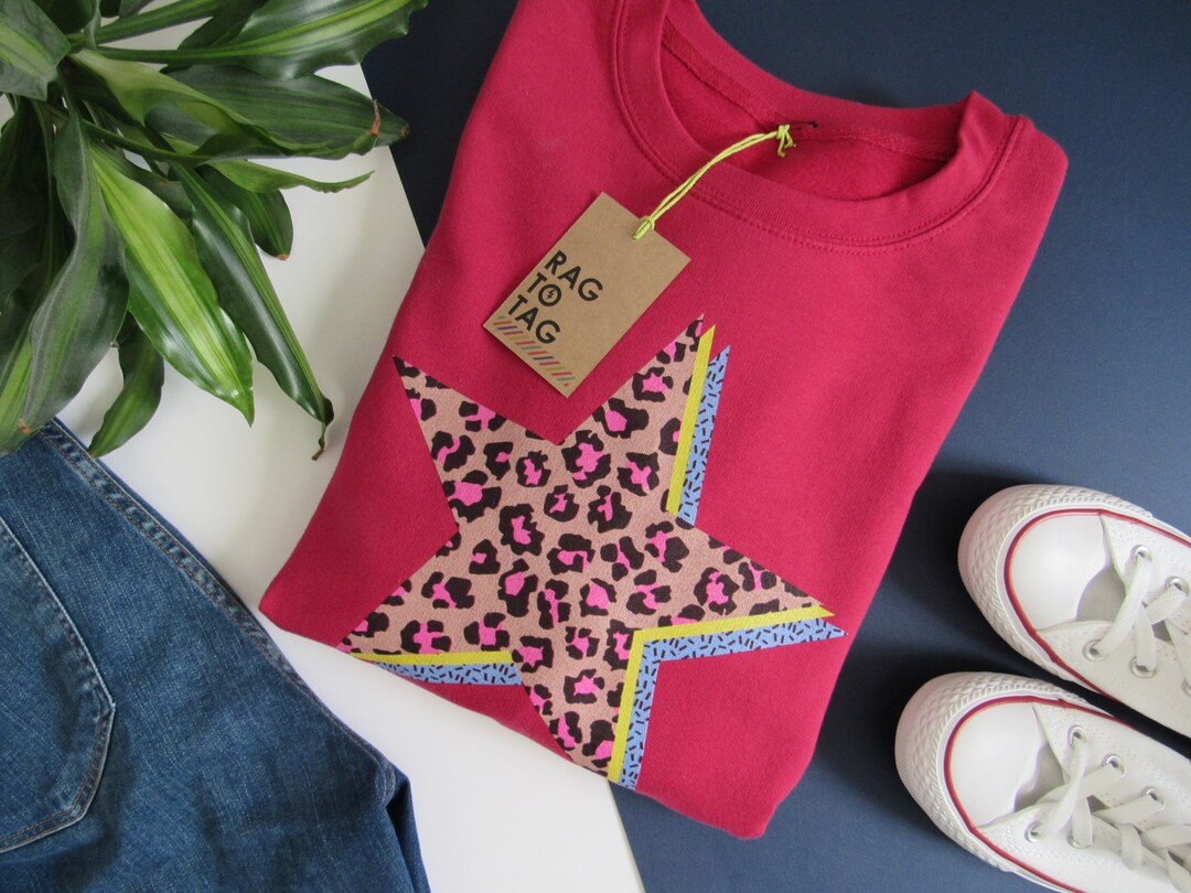 Womens Animal Print Star Sweatshirt/custom Made Ladies Star Animal