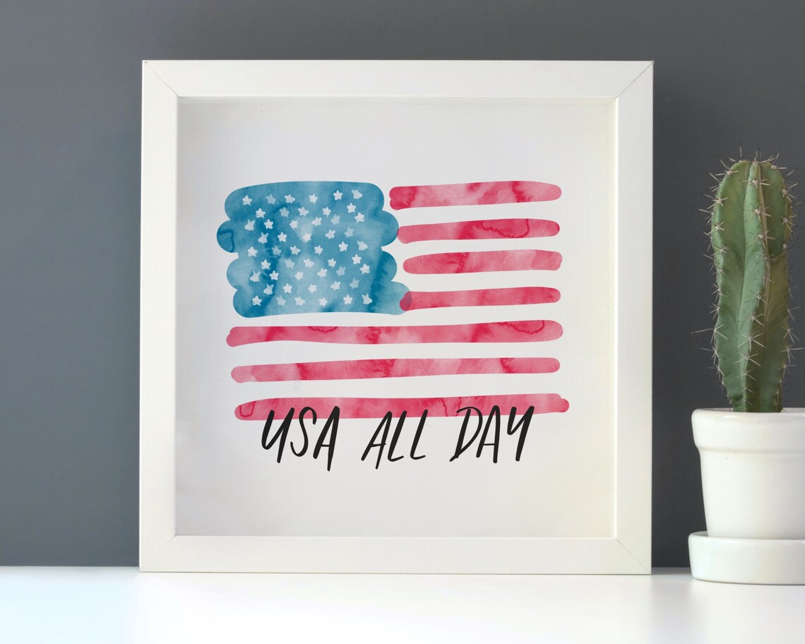 4th OF JULY ART July Fourth Art Printable Red White and Blue Etsy