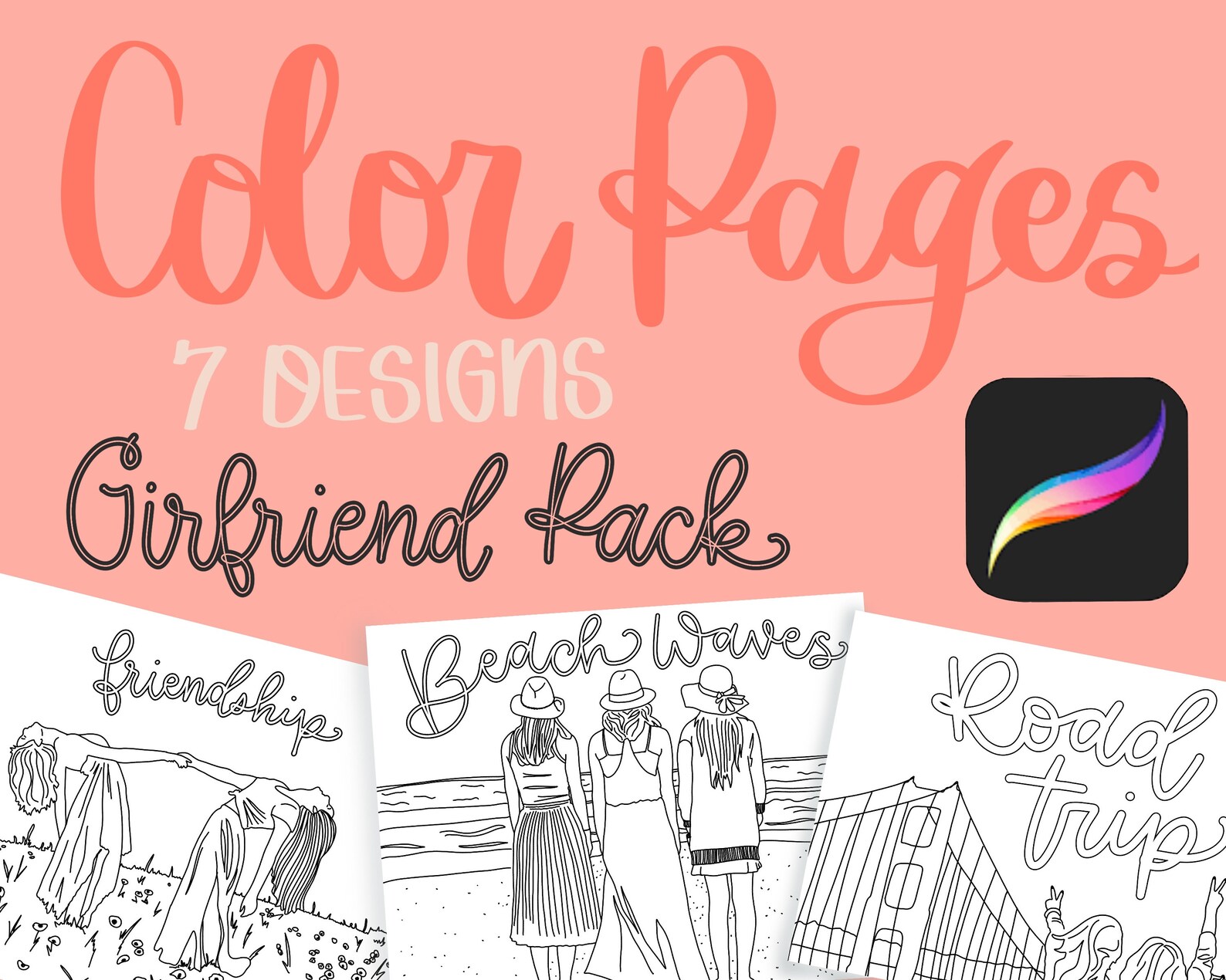 PROCREATE COLORING BOOK Pages Digital Color Pages Printable Etsy