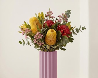 Lebendige gerippte Zylindervase | Bunter Dekor Dopamin-Stil | Vasen für Blumen